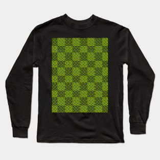 Checkerboard hearts pattern in Lime Green Long Sleeve T-Shirt